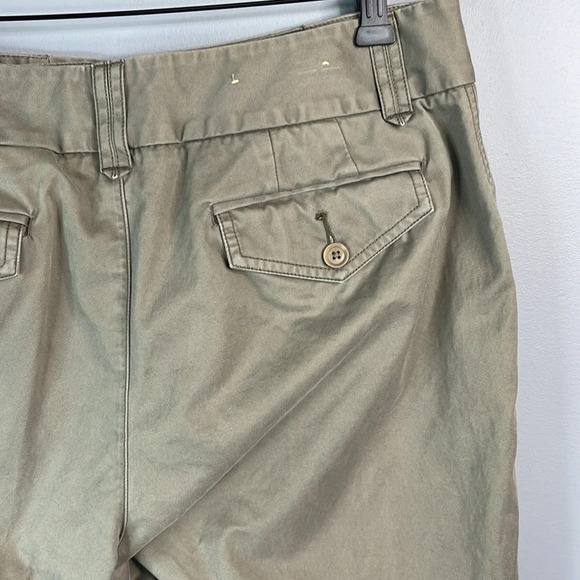 EDDIE BAUER Mercer Fit Twill Trousers Khaki Green High Waist Straight Leg 12 - Picture 6 of 11